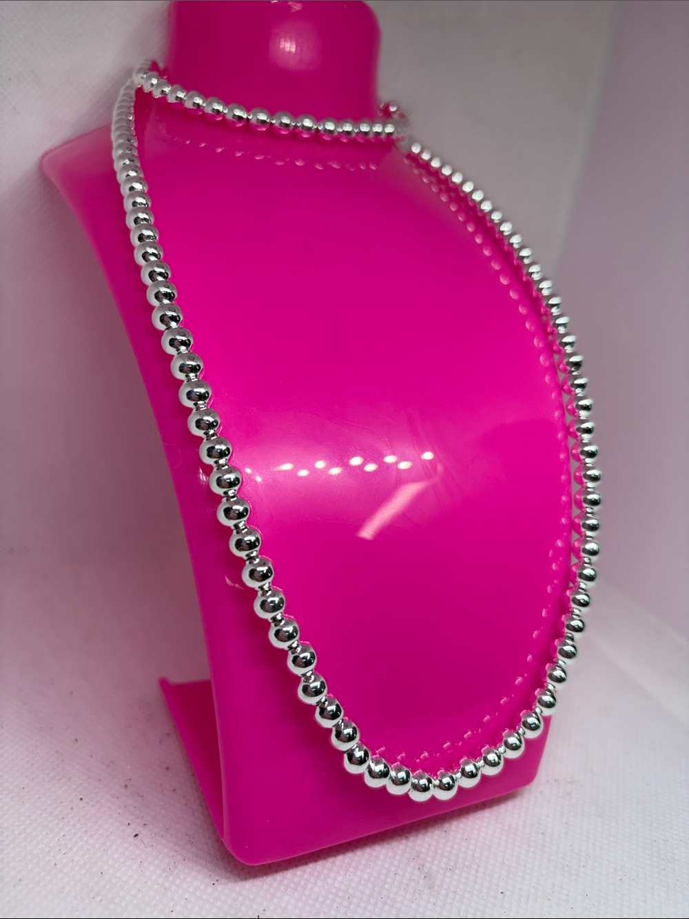 925 Sterling Silver Hollow Bead Necklace & Bracelet Set 20” Y2K Maximalist - Picture 5 of 9
